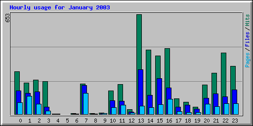 Hourly usage for January 2003